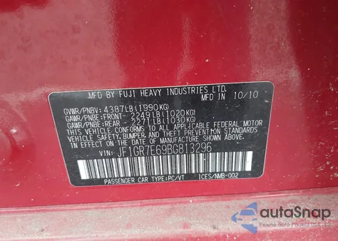 2011 Subaru Impreza Wrx Premium z USA, uszkodzony, nr VIN JF1GR7E69BG813296